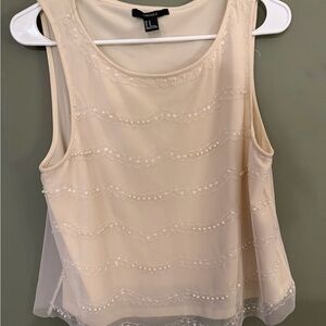 Forever 21 Cream Beaded Chiffon Sleeveless Camisole